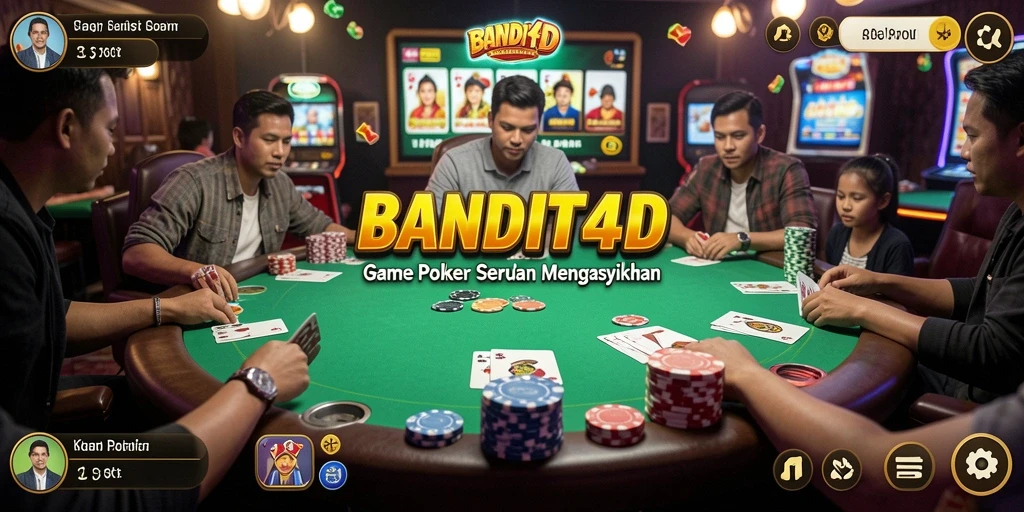 Tampilan gameplay poker yang menarik dan interaktif dalam BANDIT4D.