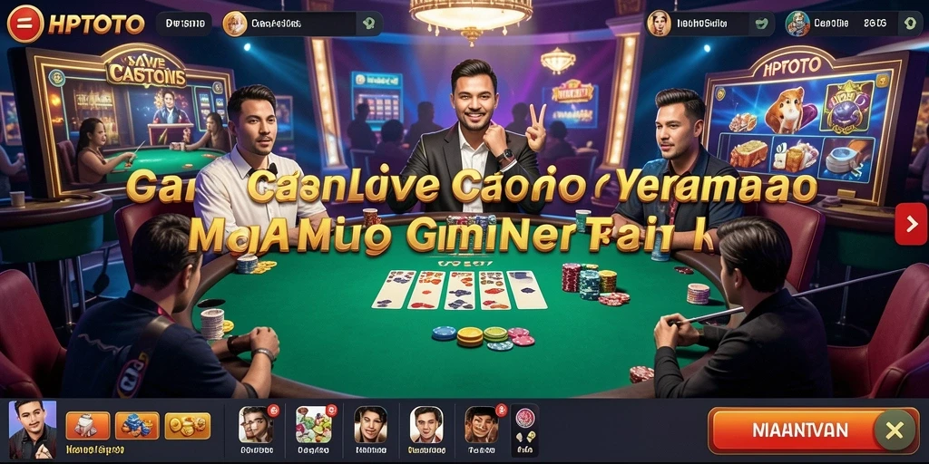 Tampilan gameplay Live Casino HPTOTO yang mendebarkan dengan dealer langsung.