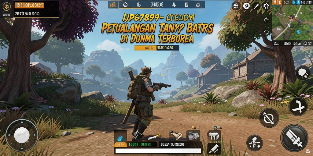 Screenshot gameplay JP6789 menunjukkan petualangan di dunia terbuka yang luas.