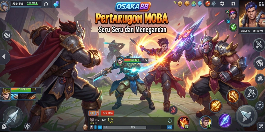 Screenshot gameplay OSAKA88 menampilkan aksi seru dalam pertarungan tim.