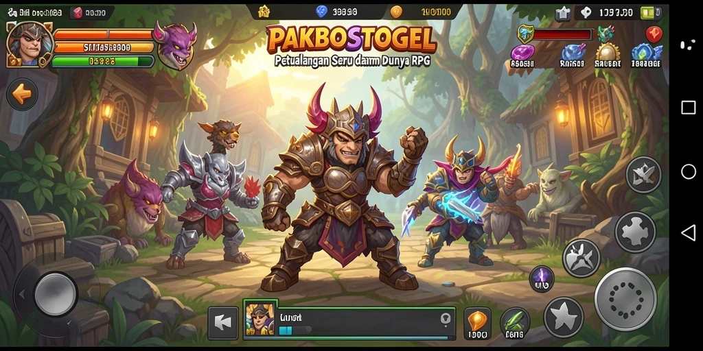 Tampilan dinamis dari gameplay RPG PAKBOSTOGEL yang memukau.
