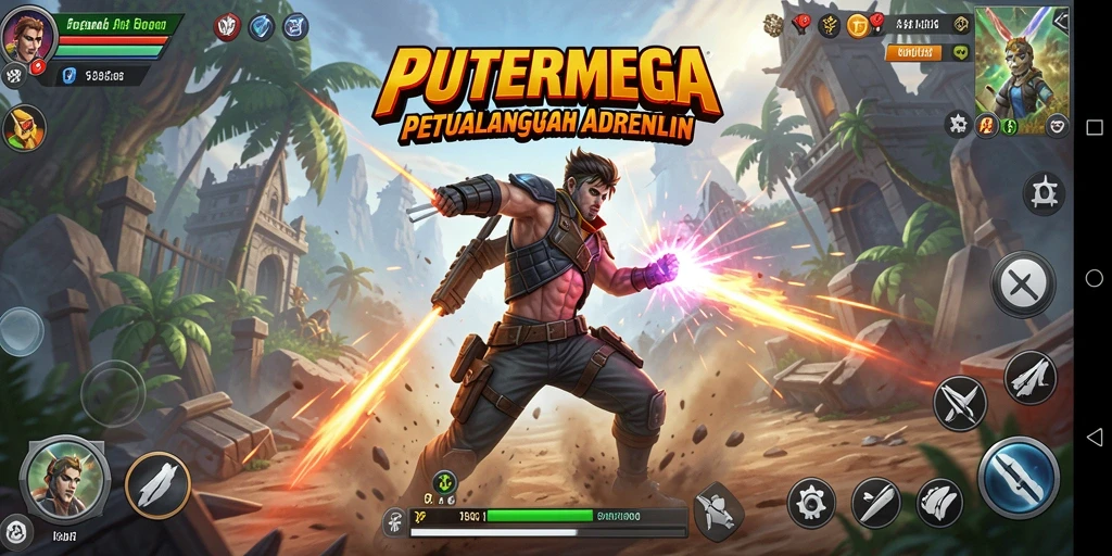 Tangkapan layar PUTERMEGA menampilkan aksi seru di tengah pertempuran.