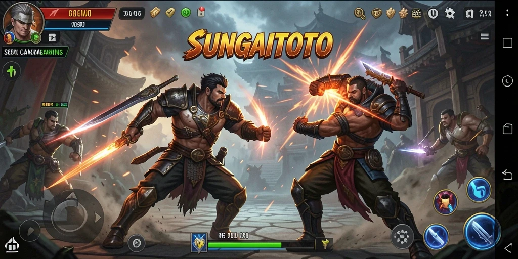 Screenshot SUNGAITOTO menampilkan aksi pertarungan yang intens.