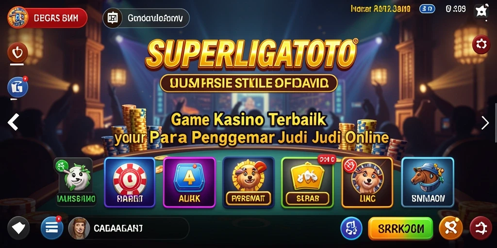 Screenshot gameplay SUPERLIGATOTO dengan tampilan kasino yang menarik.