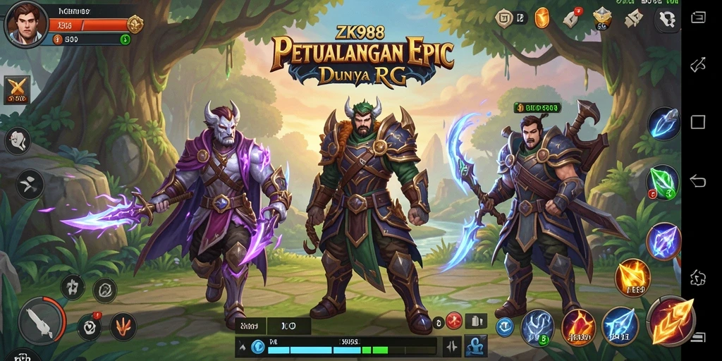 Screenshot gameplay ZK988 menampilkan aksi pertarungan RPG yang seru.